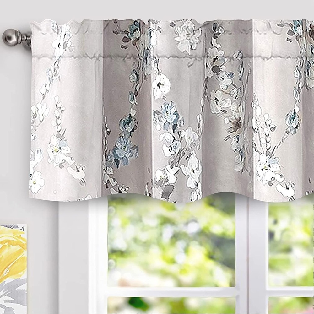 2 panels - 54 x14 floral gray valances